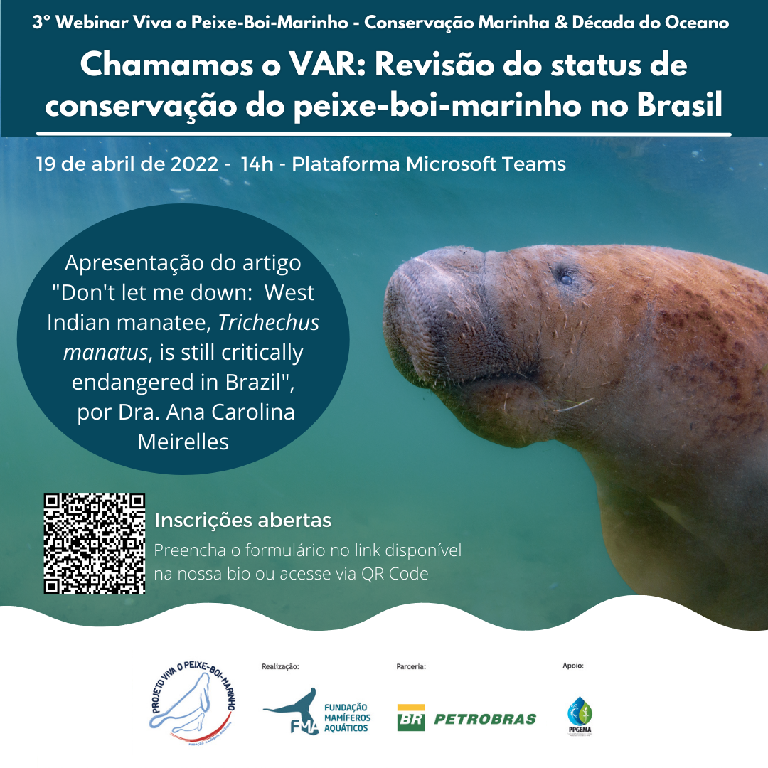 3º Webinar Viva o Peixe-Boi-Marinho discute status de conservação da espécie no Brasil